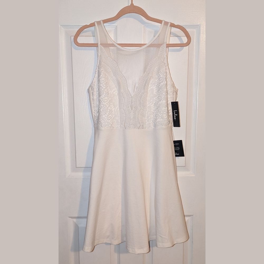 Lulus I Promise White Lace Skater Dress NWT